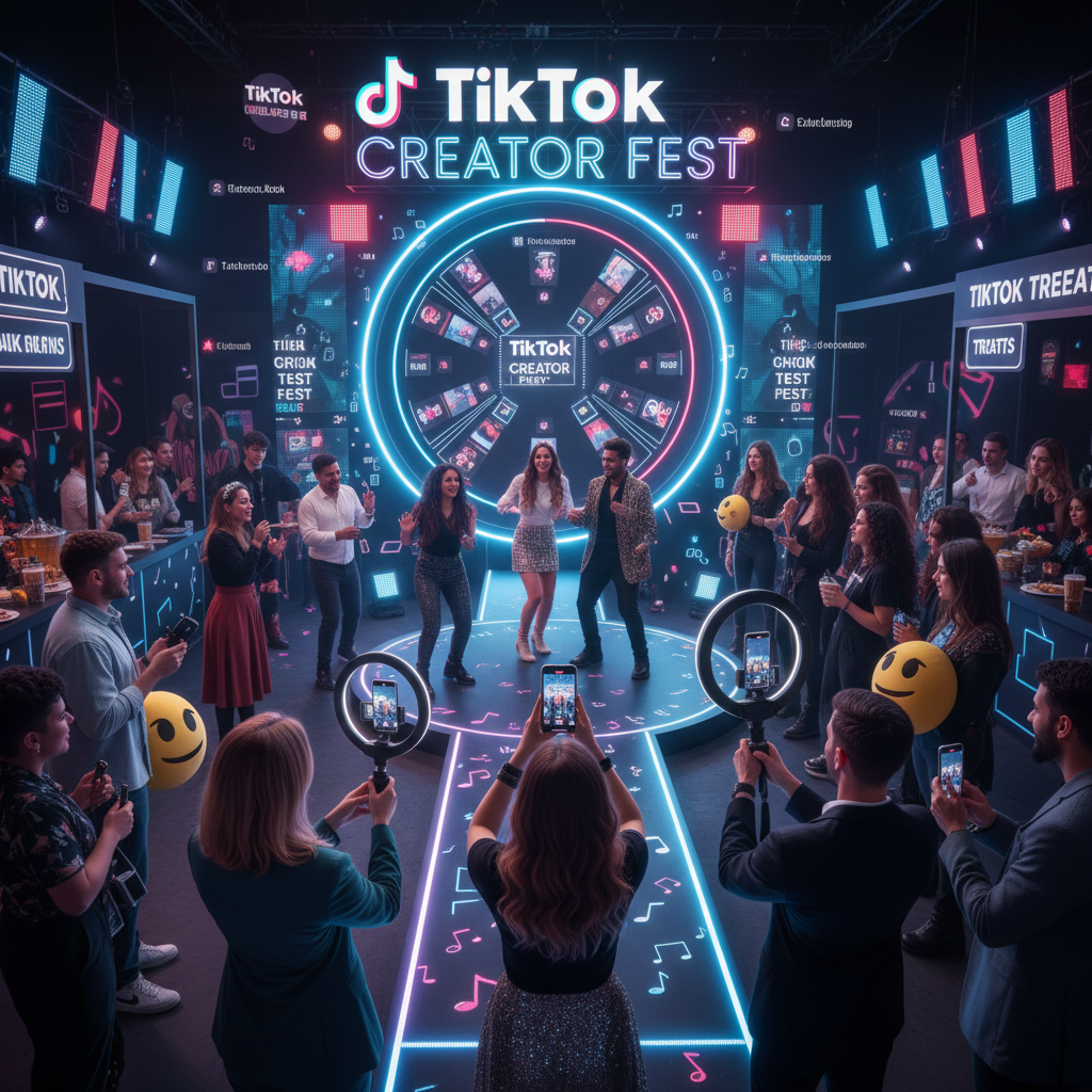 TikTok creator event: influencers filming content, exploring audience connection beyond metrics.